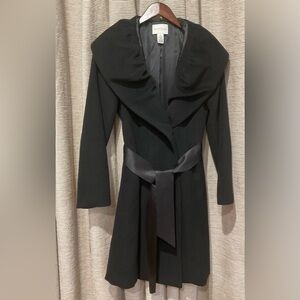Vintage White House Black Market Black Drape Collared Wool Coat, Size X-Small